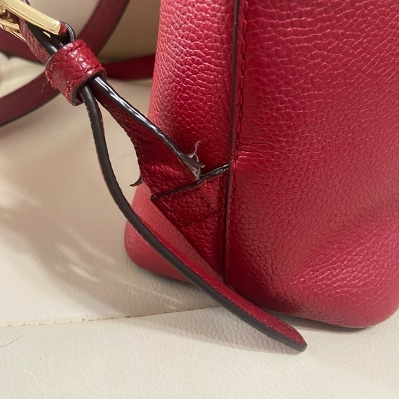 Michael Kors Emmy Dome large red leather backpack with adjustable straps EUC